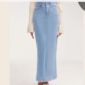 veiled collection denim maxi skirt